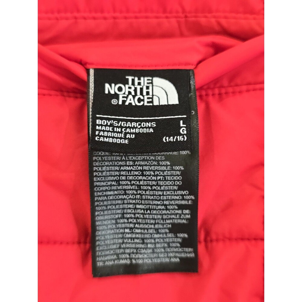 The North Face Perrito Reversible Jacket Red Black Plaid Hooded Boys L 14/16 - Picture 13 of 15